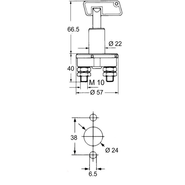 HOLLEX Battery switch 100A continuous max 500A M10