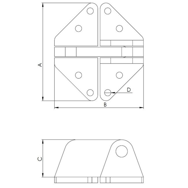 HOLLEX hatch hinge 83x76mm