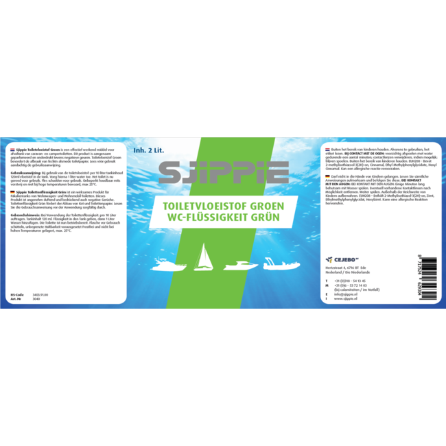 Sjippie Toilet fluid green / bottle 2ltr