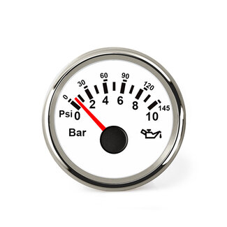 HOLLEX Oil pressure gauge White/RS 9-32V 0-10 Bar