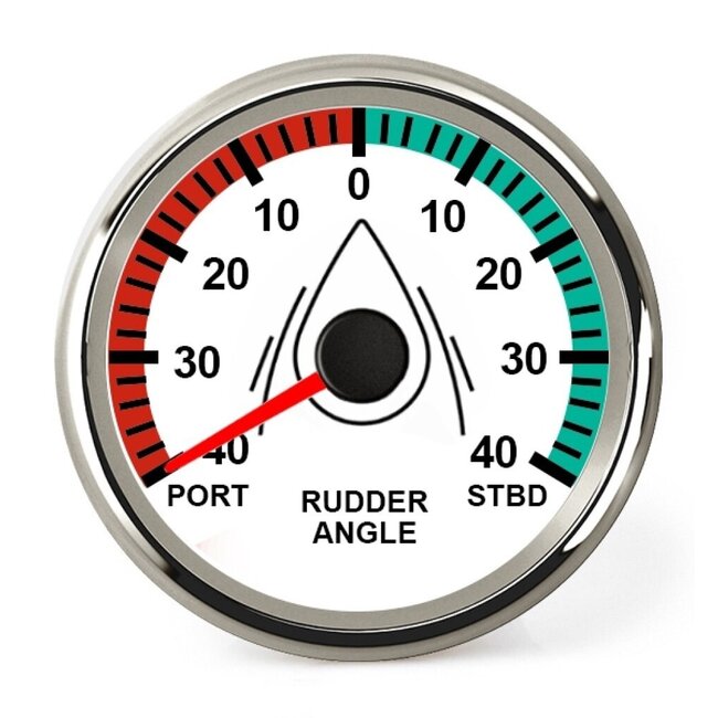 HOLLEX Rudder position indicator white/ stainless steel 9-32V ø52mm