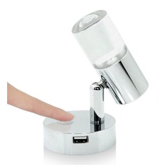 HOLLEX LED Reading spotlight with USB Chr 10-30V 1.5W ww