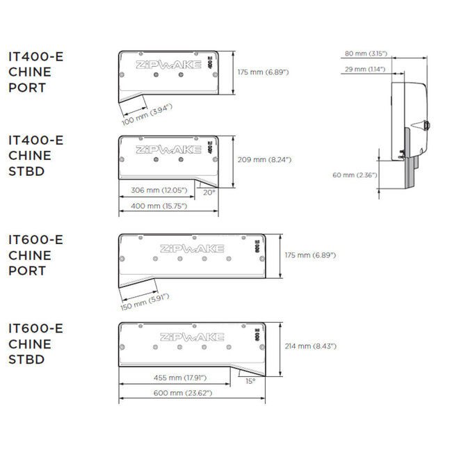 Zipwake Zipwake Interceptor 400E Chine SB, cable 3m