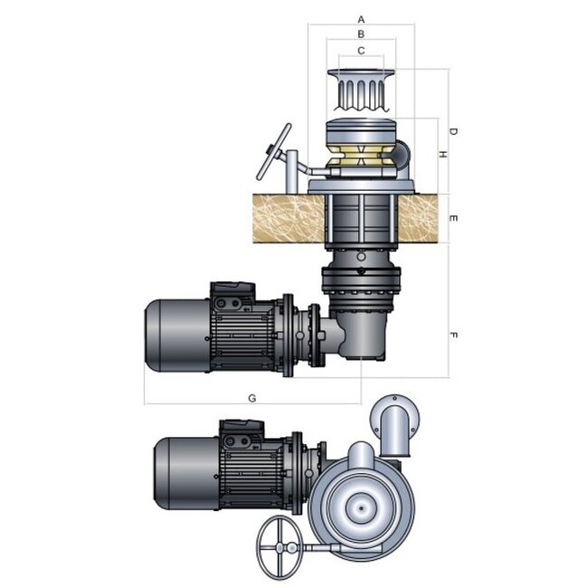 Italwinch NV16 hydraulic anchor winch 14mm ISO MD
