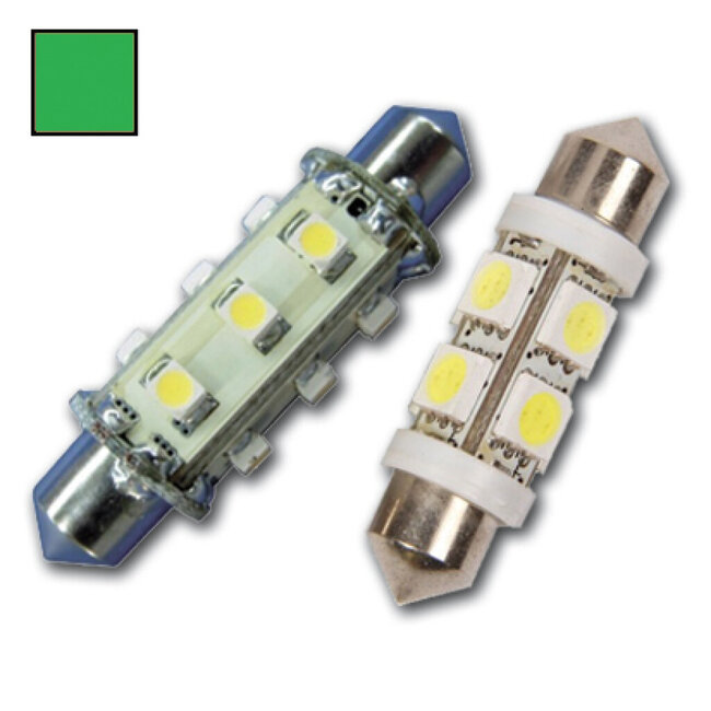 HOLLEX LED festoon 10-30V 0.9W green 12 LEDS 42mm