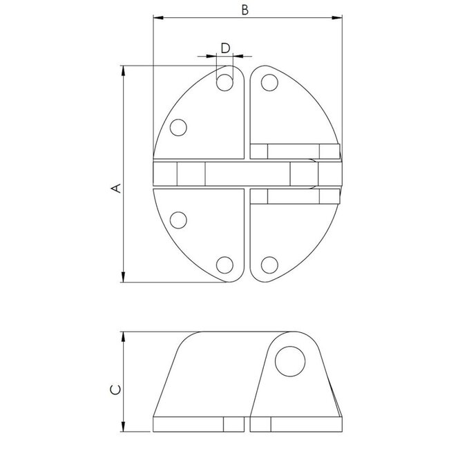 HOLLEX hatch hinge 76.2x63.5mm