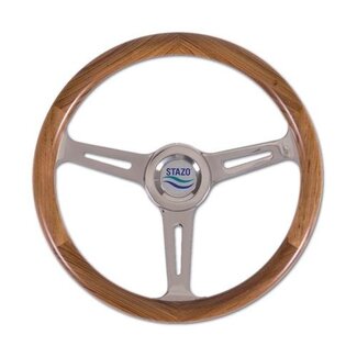 Stazo Stazo Steering wheel 57 teak/ stainless steel 35 cm fixed hub