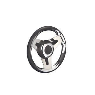 Ultraflex Loredan steering wheel black/stainless steel spokes 350mm