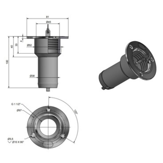 Basic deck filler cap 1 1/2" 38mm CE approved