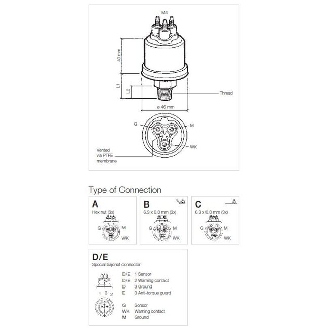 VDO VDO Pressure transducer 1/8-27NPTF/5 ground free