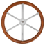 6-spoke steering wheel 'Type 6N' stainless steel with teak edge finger grip and adapter Ø600mm