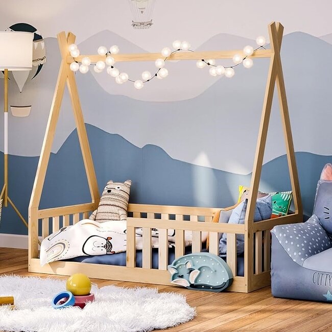 Lilli Furniture Vloerbed Tipi - 70x140 Natuur - Montessori peuterbed