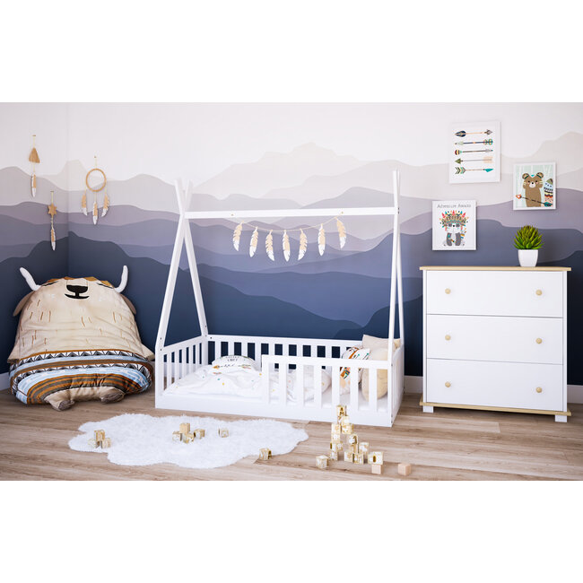 Lilli Furniture Vloerbed Tipi wit - 70x140 - Montessori peuterbed