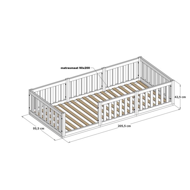 Lilli Furniture Montessori vloerbed Luna Antraciet - 90x200