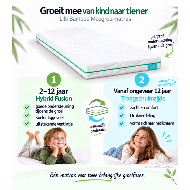 Lilli Kids Kindermatras 80x200 Lilli Bamboe