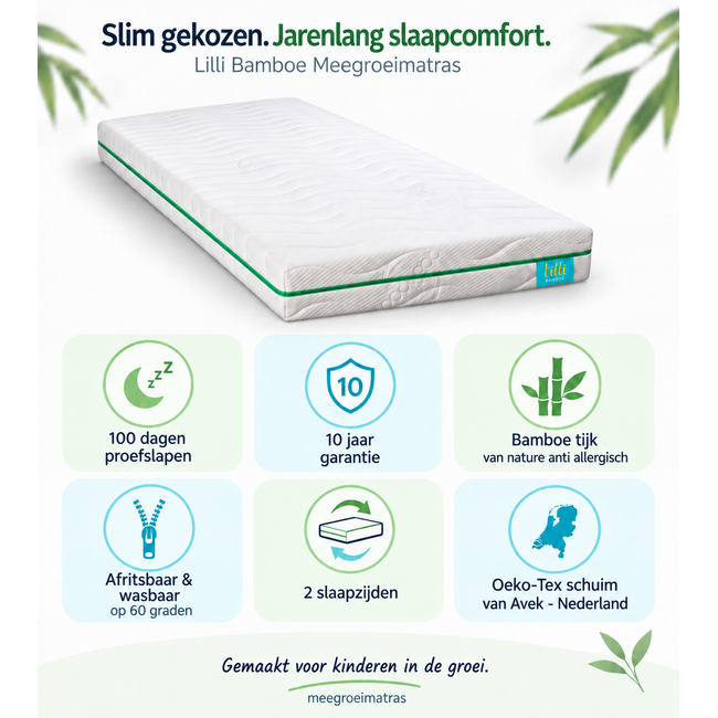 Lilli Kids Kindermatras 90x190 Lilli Bamboe
