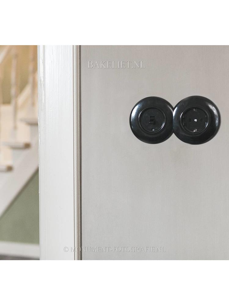 Bakeliet stopcontact inbouw - THPG stopcontact - Retro stopcontact