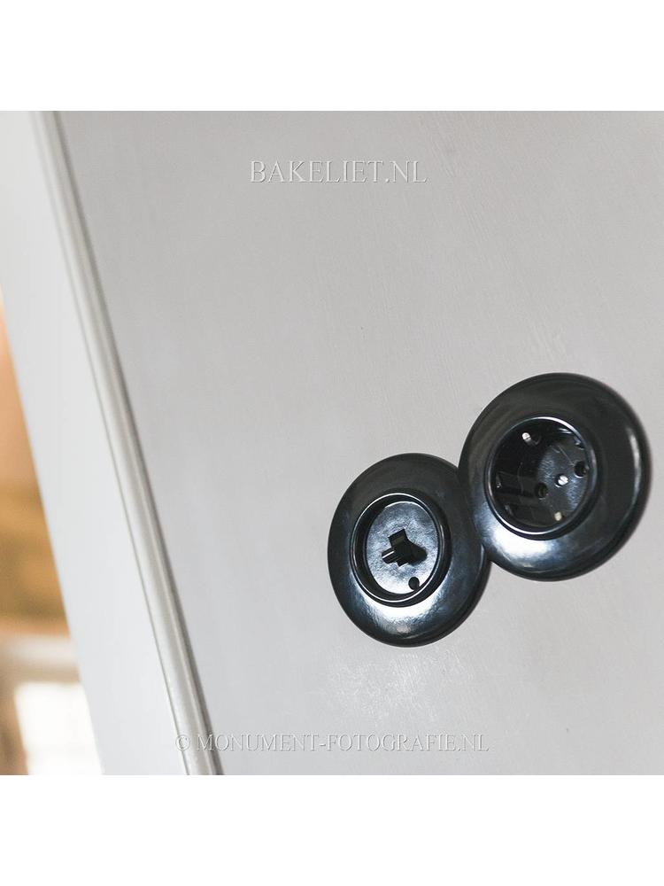 Bakeliet stopcontact inbouw - THPG stopcontact - Retro stopcontact