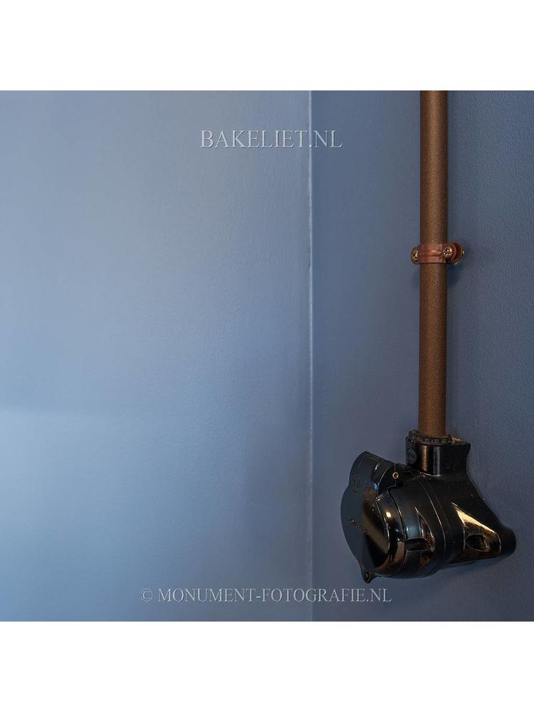 Bakeliet Stopcontact (IP44) Opbouw (NL) – Zwart – 1930-serie