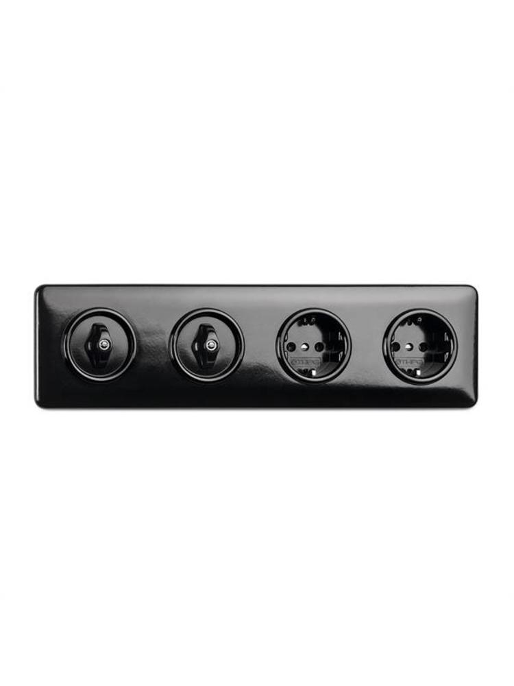 Bakeliet Kruisschakelaar Inbouw – Zwart – 1930-serie