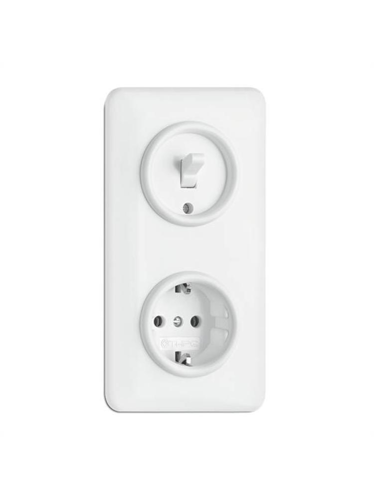 Bakeliet Retro Afdekraam – Dubbel – Inbouw – Gebroken Wit