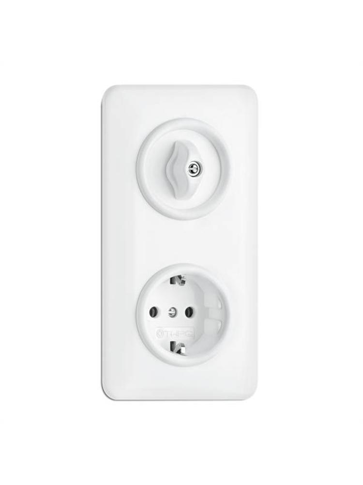 Bakeliet Retro Afdekraam – Dubbel – Inbouw – Gebroken Wit