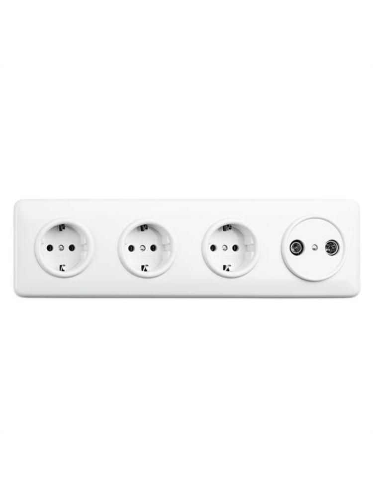 Bakeliet Retro Afdekraam – Vierdubbel – Inbouw – Gebroken Wit