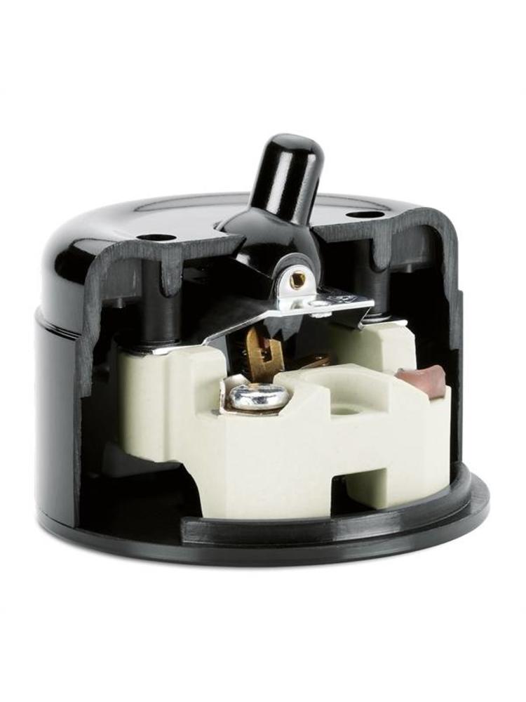 Bakeliet Retro Wisselschakelaar – Inbouw – Zwart