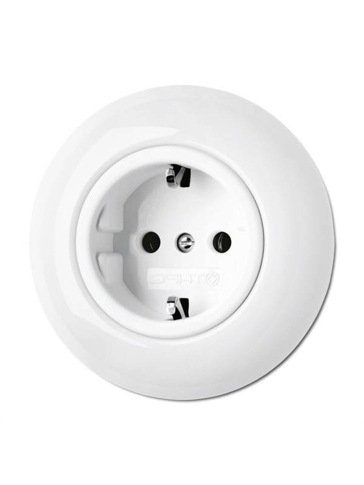 Porselein Stopcontact Inbouw (NL) – Crème Wit – 1920-serie