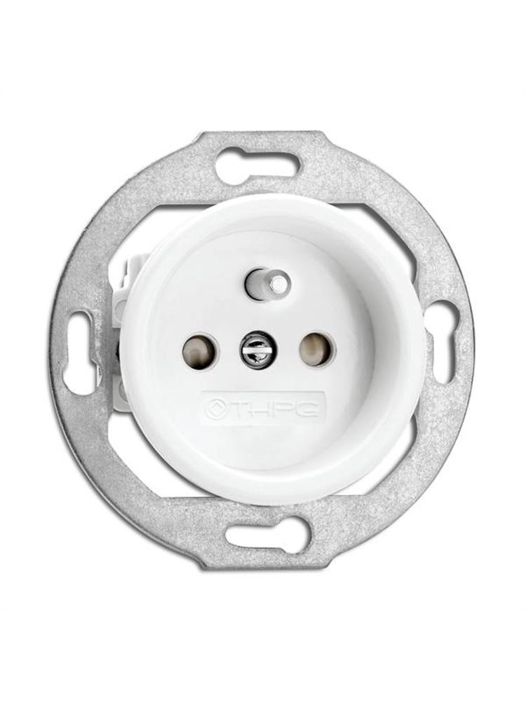 Porselein Stopcontact Inbouw (BE/FR) – Crème Wit – 1920-serie