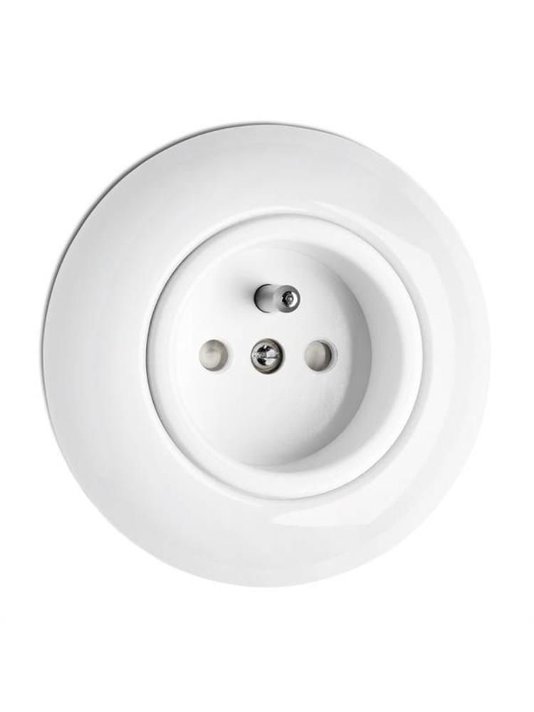 Porselein Stopcontact Inbouw (BE/FR) – Crème Wit – 1920-serie