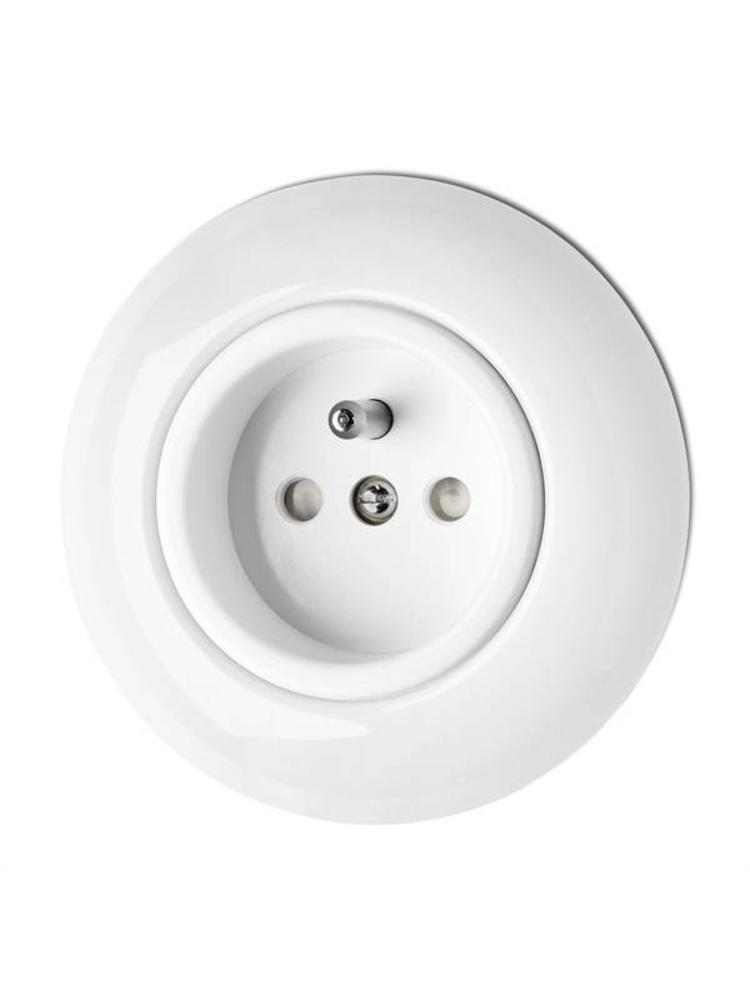 Porselein Stopcontact Inbouw (BE/FR) – Crème Wit – 1920-serie