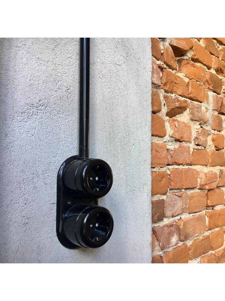 Bakeliet Montageplaat Dubbel Opbouw – Jaren ’30 – Zwart