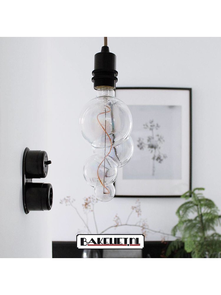 Bakeliet Retro Montageplaat – Opbouw – Zwart – Dubbel