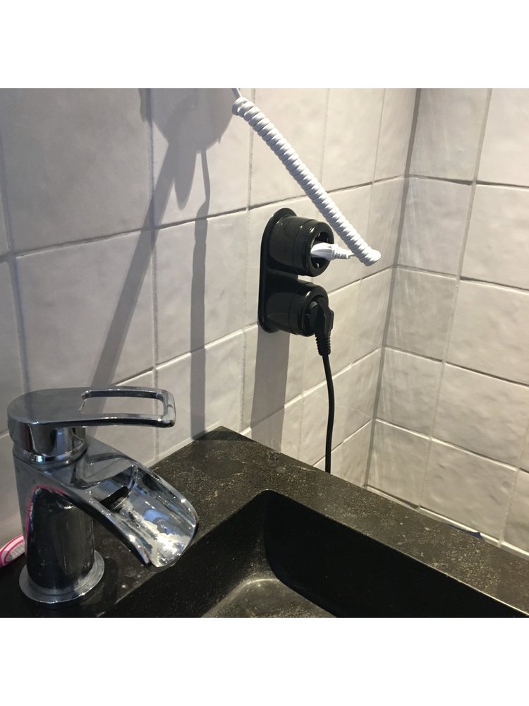 Bakeliet Retro Montageplaat – Opbouw – Zwart – Dubbel