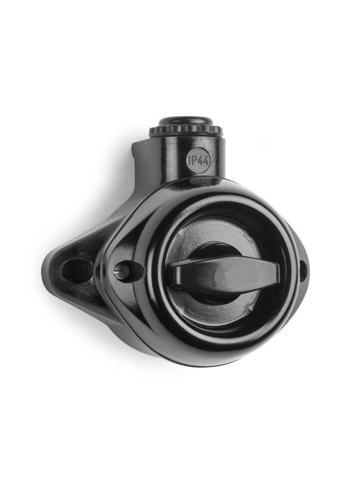 Bakeliet Retro Wisselschakelaar IP44 – Opbouw – Zwart