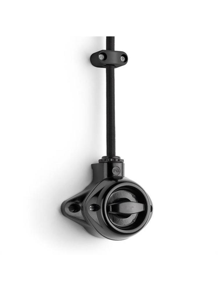 Bakeliet Retro Wisselschakelaar IP44 – Opbouw – Zwart