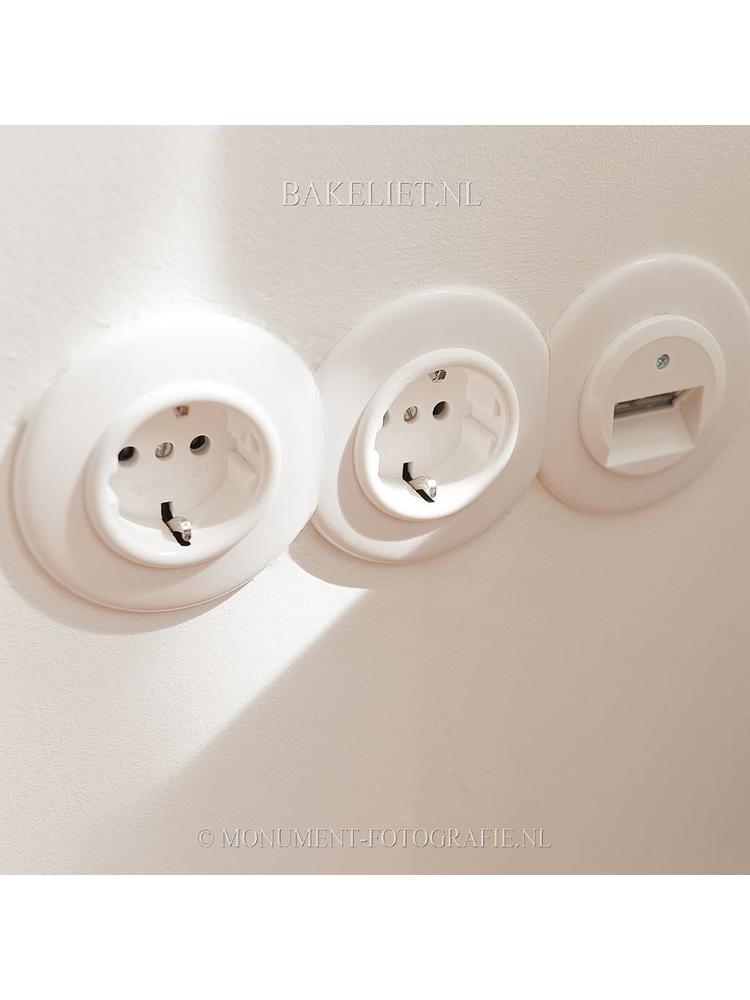 Bakeliet Data Wandcontactdoos 2×RJ45 – Gebroken Wit – Jaren ’30–’60