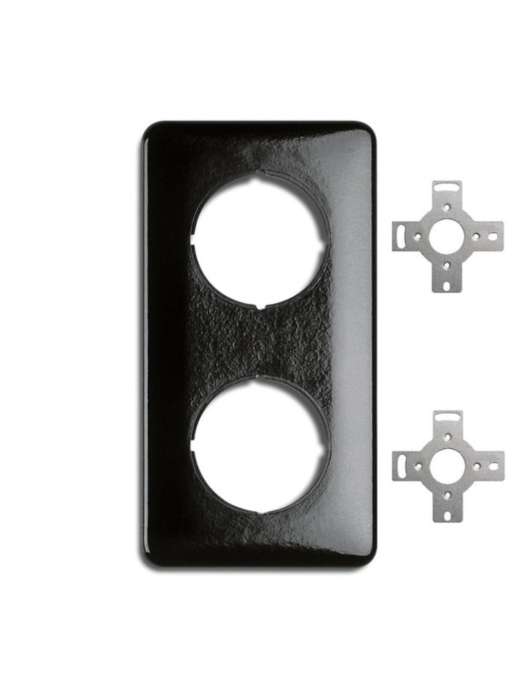 Bakeliet Retro Montageplaat – Dubbel – Opbouw – Zwart
