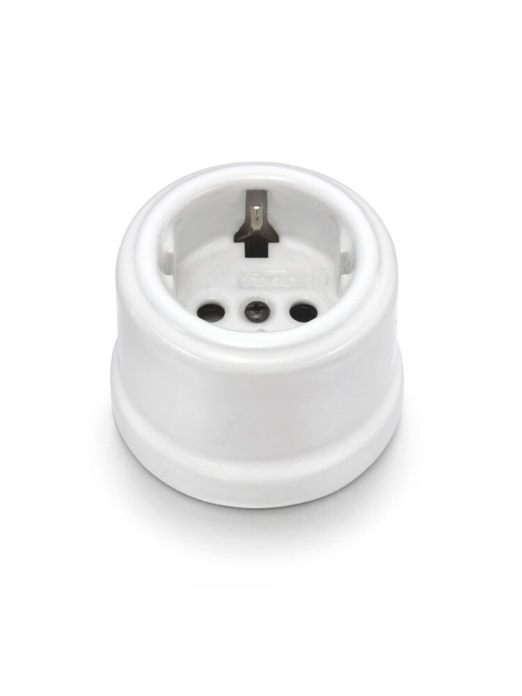 Porselein Stopcontact Opbouw (NL) – Wit – 1910-serie