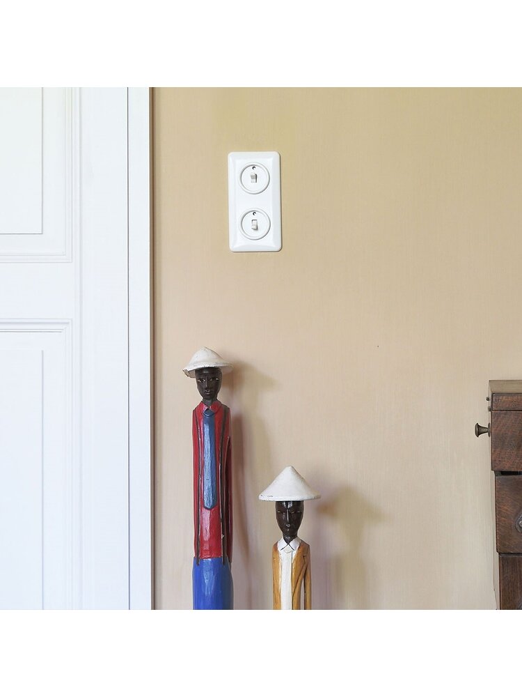 Bakeliet Afdekraam Dubbel Inbouw – Gebroken Wit – Jaren ’30–’60