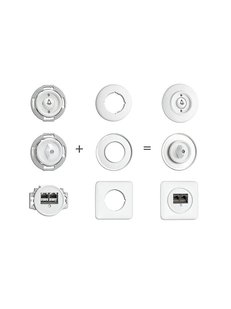 Bakeliet Retro Afdekraam – Vierdubbel – Inbouw – Gebroken Wit