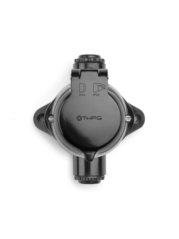 Bakeliet Stopcontact (IP44) Opbouw (BE/FR) – Zwart – 1930-serie