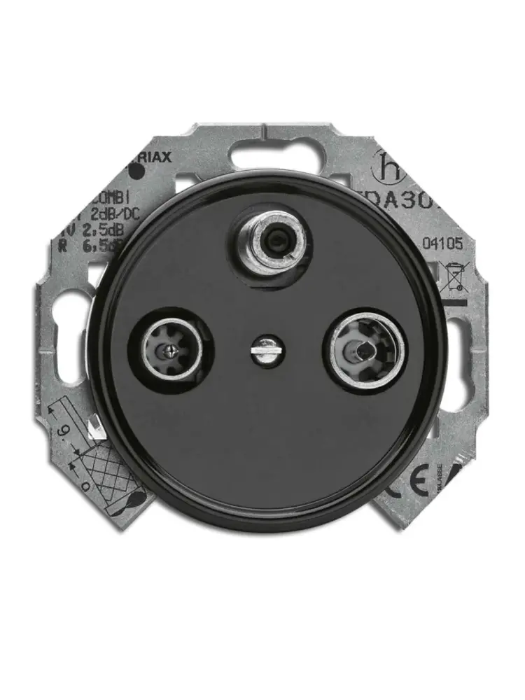Bakeliet Satelliet Wandcontactdoos Inbouw – Zwart – 1930-serie