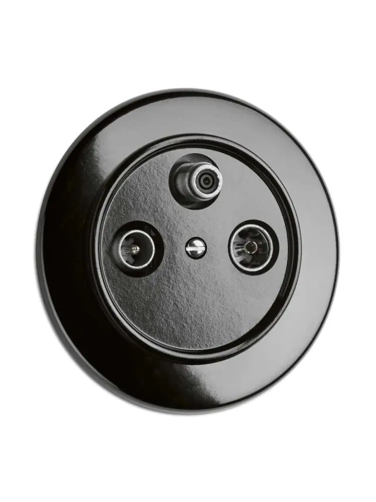 Bakeliet Satelliet Wandcontactdoos Inbouw – Zwart – 1930-serie