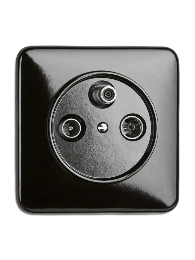 Bakeliet Satelliet Wandcontactdoos Inbouw – Zwart – 1930-serie