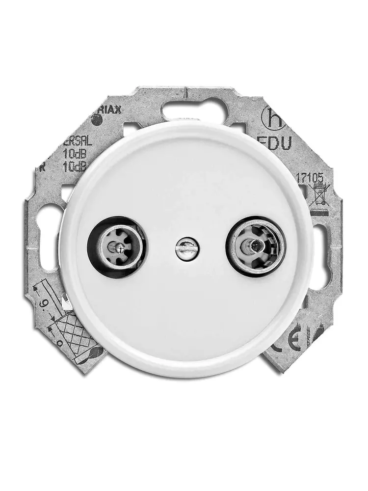 Bakeliet COAX Wandcontactdoos Inbouw – Gebroken Wit – Jaren ’30–’60