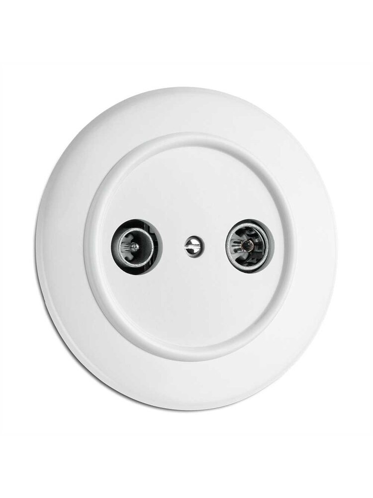 Bakeliet COAX Wandcontactdoos Inbouw – Gebroken Wit – Jaren ’30–’60