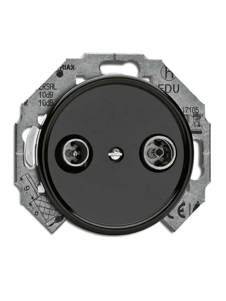 Bakeliet COAX Wandcontactdoos Inbouw – Zwart – 1930-serie