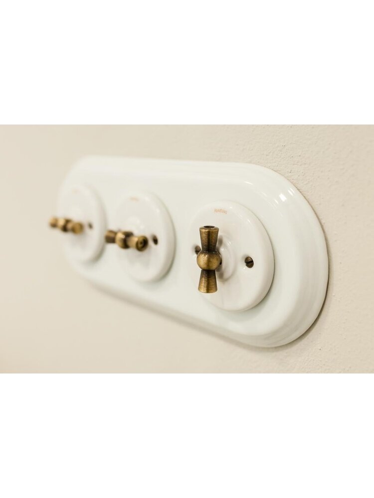 Porseleinen Afdekraam Driedubbel – Inbouw & Opbouw – Jaren ’10-stijl – Wit